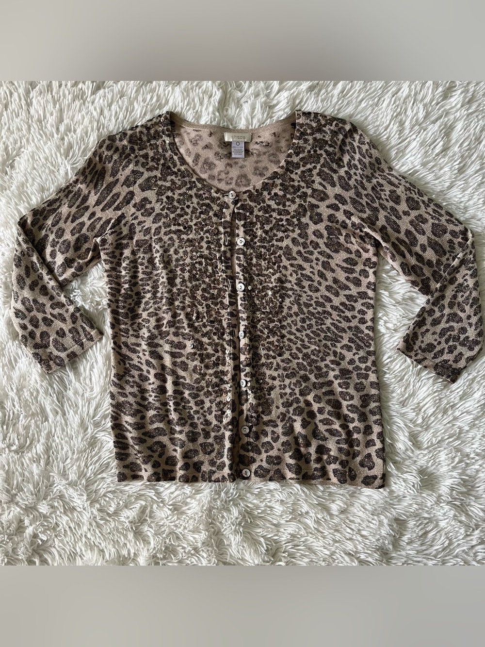 Y2K Leopard Print Blingy Cardigan